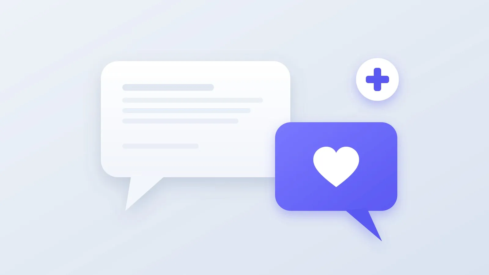 Illustration of two speech bubbles with a heart, representing therapy and counseling for porn addiction.