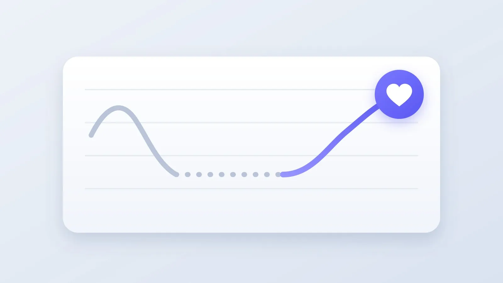 Illustration of a line chart that dips into a flat dotted stretch and then climbs to a heart, representing the porn flatline and recovery.